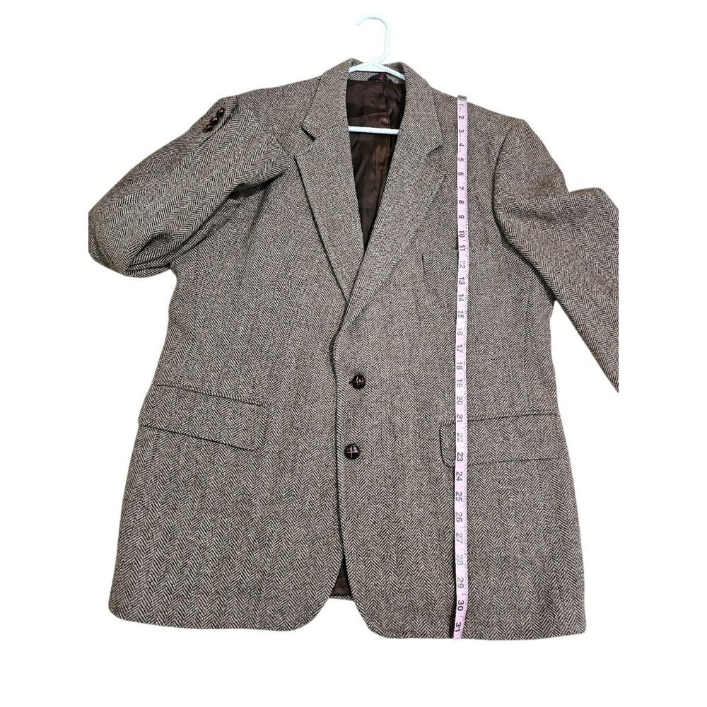 The World's Best Mens 46R Brown Herringbone Tweed Blazer Old Money Tailored Edit - Picture 6 of 9